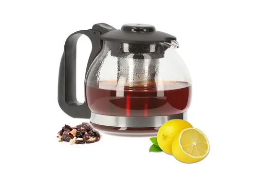 Lantelme Teekanne Glas 1,25 Liter mit Sieb Kanne Deckel Borosilikatglas Glaskanne Tee, (1-St), mit Edelstahl Teesieb, aus Borosilikatglas, mit Griff und Deckel