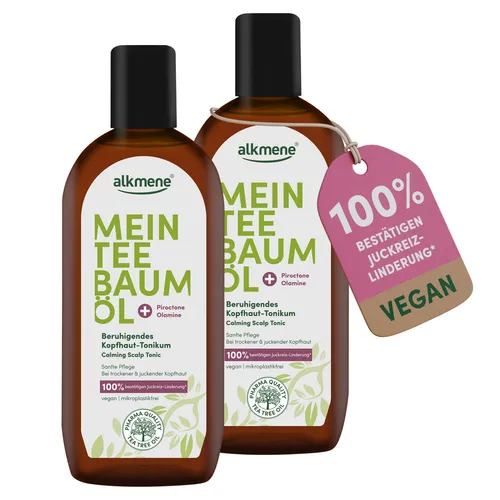 alkmene Haartonikum 2x Teebaumöl - Juckreiz Linderung - Haarwasser zur Linderung von Juckreiz, 100% vegan und ideal für empfindliche Kopfhaut, 2-tlg. Set.