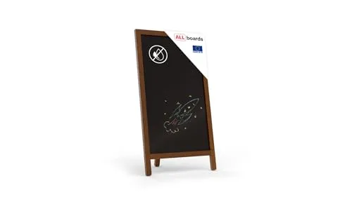 ALLboards Kundenstopper, einseitiger Werbeaufsteller mit Kreidefläche 78×44 cm - Werbeartikel: Stabile, elegante Kreidetafel mit langlebigem Holzrahmen, ideal für Restaurants, Geschäfte und kreative Anwendungen zu Hause.