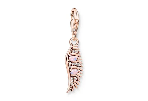 Thomas Sabo Charm-Anhänger Phönix Feder mit rosa Steinen - Eleganter Clasp Charm aus 925er Sterlingsilber, ideal zum Kombinieren mit Bettelarmbändern und Ketten. Ein einzigartiges Geschenk für jeden Anlass!
