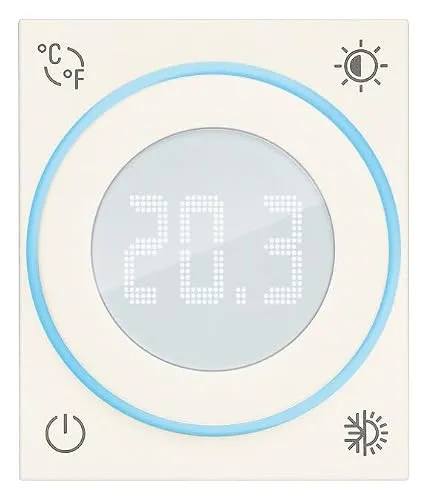 VIMAR 30440.B Thermostat, Linea, mit Relaisausgang, Hintergrundbeleuchtung mit Dimmbarkeit, zu ergänzen, mit Platte der Serie Linea, weiß, 2 Module