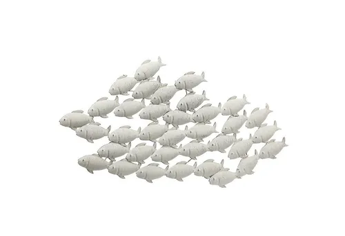 mucHome Wandobjekt Fischschwarm grau Eisen - Wandskulptur aus filigranem Metall für eine maritime Atmosphäre, 97 x 53 x 2 cm, verleiht jeder Wand einen besonderen Akzent.