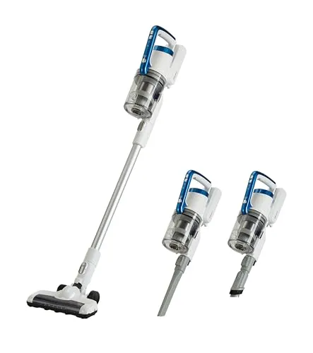 Amazon Basics Akku-Staubsauger, 2-in-1-Gerät, mit BLDC-Motor, 350 W, 0,7 l, Weiß und Blau