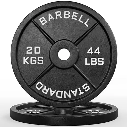 ATLETICA Iron Plates | Paar | Gusseisen Hantelscheiben | Ø 50 mm | Rostresistente Lackierung | Paarweise von 1,25 bis 25 kg| KG- und LBS-Angaben Größe 2 x 20kg