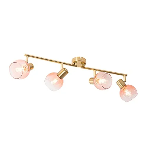 QAZQA Art Deco Deckenstrahler Gold mit Rosa Glas von QAZQA