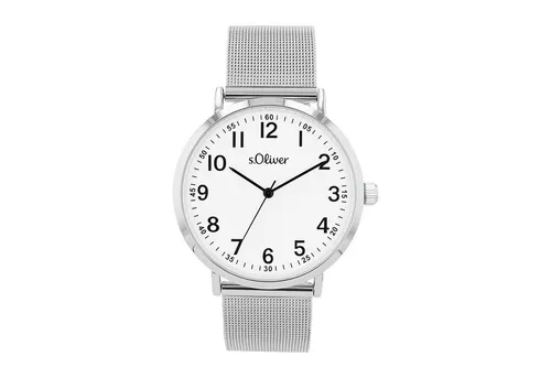s.Oliver Herren Armbanduhr mit Metallband, Silber, wasserdicht 3 bar - Elegante Armbanduhr für Herren mit Edelstahlband, wasserdicht bis 3 bar. Ideal als Geschenk in schöner Uhren Geschenkbox!