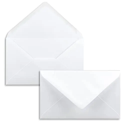 50x Briefumschläge in Weiß größer als DIN B6-125 x 195 mm - Nassklebung, ohne Fenster - Kuverts für besonders starke Grußkarten - ideal für Weihnachten und Einladungen
