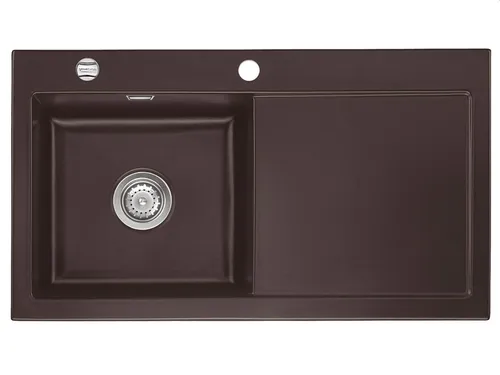 Systemceram Mera 90 Siena Keramikspüle mit Excenterbetätigung - Elegante Keramikspüle in Dunkelbraun, ideal für Unterschränke ab 50 cm. Mit praktischer Excenterbetätigung und großzügigen Maßen (B x T): 90 x 51 cm.