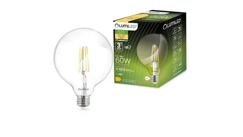 Żarówka Dekoracyjna Kulista LED E27 G125 7W 806lm 3000K Ciepła 360 Filament LUMI