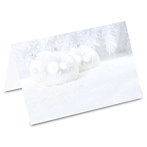 PRICARO Tischkarten Tannenzweige mit Kugeln, 50 Stück