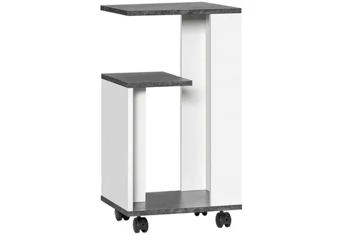 HOMCOM Nachttisch Couchtisch mit 360°-Rollen in grau von HOMCOM