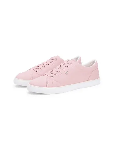 Tommy Hilfiger TH LOW PROFILE VULC CANVAS Plateausneaker Halbschuh - Klassischer Plateausneaker in Rosa, Größe 39 EU. Mit gepolstertem Schaftrand für hohen Tragekomfort und trendigem Design. Ideal für lässige Freizeitlooks.