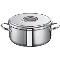 Schulte-Ufer Romana i Bratentopf, Edelstahl, Silber, 24 cm / 4 ltr - Kochtöpfe mit energiesparendem Allherd-Kupferboden, hochwertiger Edelstahl und praktische Innenskalierung – ideal für alle Herdarten, inklusive Induktion.