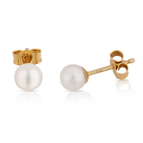 NKlaus 5mm Echte Süßwasserperle Ohrstecker aus 333 Gelb Gold - Ohrringe für Damen | Zeitlose Eleganz mit natürlichen Süßwasserperlen und 8 Karat Gold, perfekt für jeden Anlass und eine stilvolle Ergänzung Ihrer Schmuckkollektion.