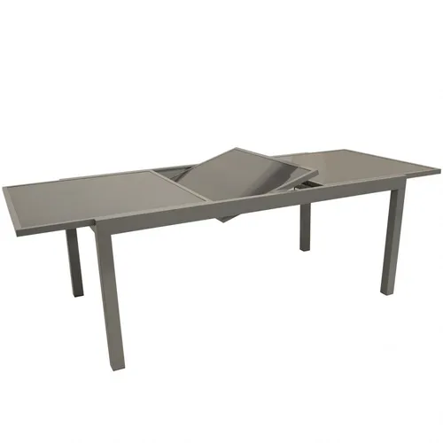 Ausziehtisch 140/200x90x74 cm in grau Alu & Glas ausziehbarer Gartentisch Tisch