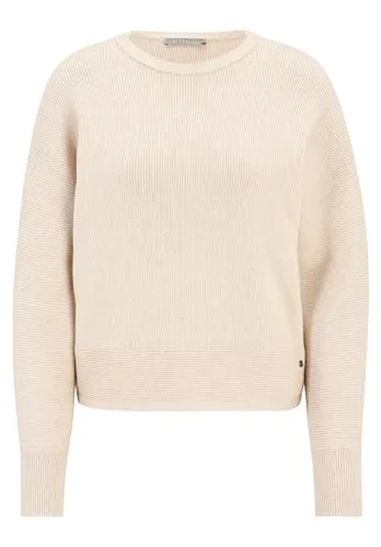 BETTY & CO Damen Strickpullover mit Struktur - Beige Strickpullover für Damen, mit strukturierter Optik und lässigem Rundhalsausschnitt. Ideal für entspannte Casual-Looks!
