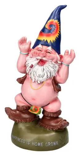 Figuren Shop GmbH Hippie Gnom Freudentanz Gartenzwerg - Lustige Gartenfigur für ein fröhliches Ambiente, ideal zur Verschönerung Ihres Gartens. Entdecken Sie unsere große Auswahl an einzigartigen Gartenzwergen.