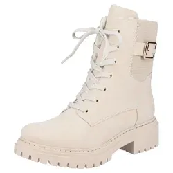 RIEKER Winterstiefelette Damen Gr. 39 beige - Elegante Schnürboots aus Textil und Lederimitat mit warmem Innenfutter, ideal für kalte Tage. Die profilierte Sohle und der Stretch am Schaft sorgen für optimalen Komfort.