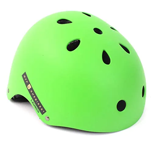 KHE MVP Launch BMX Freestyle Kinder Helm - Grün, Größe M 54-58cm - Fahrradhelme mit gehärtetem EPS-Schaum für höchste Bruchsicherheit und optimaler Belüftung. Ideal für Biken, Skaten und Scooter. Leicht und sicher bei nur 375g!