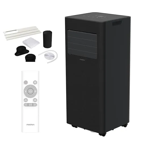 MEDION Mobile Klimaanlage E902 - 9.000 BTU, 3in1 Funktion - Erleben Sie angenehme Temperaturen mit der MEDION E902 Klimaanlage. Ideal für Räume bis 32m², bietet sie Kühlen, Entfeuchten und Ventilieren. Praktische Rollen ermöglichen einfachen Transport, während der Staubfilter für ein sauberes Raumklima sorgt.
