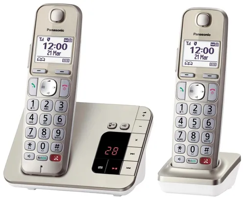 Panasonic KX-TGE262GN - Schnurlostelefon mit Anrufbeantworter, Anti-Werbeanruf-Funktion für bis zu 1.000 Rufnummern, extra lauter Hörer und große Tasten für einfache Bedienung