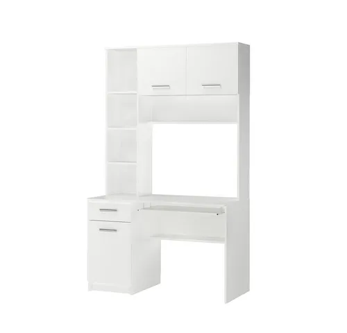 Vicco Schreibtisch Computertisch Crossline Weiß mit Bücherregal - Computermöbel: 2-in-1 Schreibtisch und Regal mit kratzfester Oberfläche, ideal für Ordnung und Stil im Home Office.