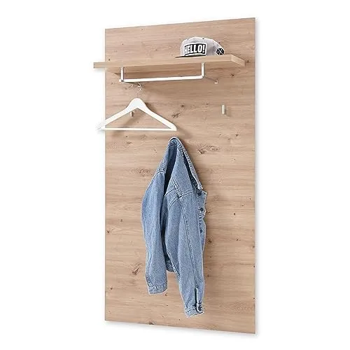 GOMERA Garderobenpaneel in Artisan Eiche Optik - Wandgarderoben mit modernen Hutablagen und zuverlässigen Wandhaken, ideal für platzsparende Aufbewahrung von Jacken und Taschen.