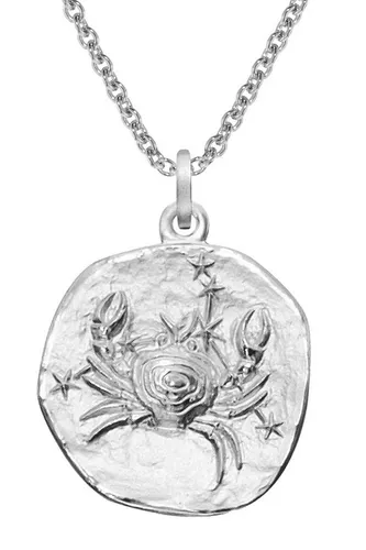 trendor Kette mit Anhänger Sternzeichen Krebs – 925 Silber - Halskette mit kreativen Krebs-Anhänger aus anlaufgeschütztem Sterlingsilber 925, Ø 20 mm, ideal für Krebs-Geborene, Made in Germany, inklusive Mikrofaser-Pflegetuch.