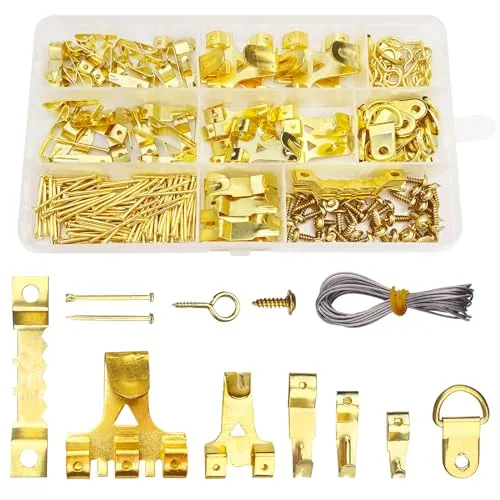 Avesteir 250 Stück bilderhaken, bildaufhänger, bild aufhänger, bilderrahmen haken gold, bilderaufhänger set, bilderaufhängung, befestigungen für bilder, Zackenaufhänger, bildaufhängung