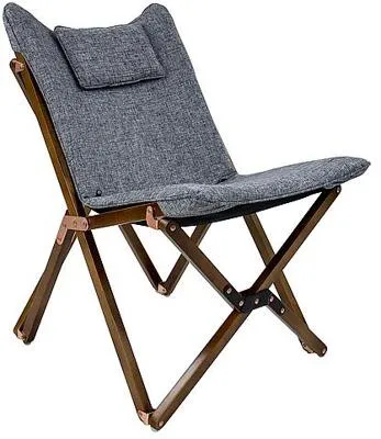 Bo-Camp Bloomsbury Campingstuhl, Gr. S, grau - Camping-Möbel, luxuriöser Relaxstuhl mit stilvollem Holzgestell und robustem Oxford Polyester-Bezug in Leinenoptik für maximalen Komfort im Freien.