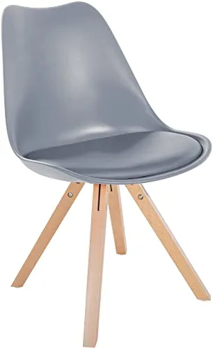 CLP Stuhl Sofia Kunststoff - Bequemer Esszimmerstuhl mit Kunstledersitz - Esszimmerstuhl mit hoher Sitzkomfort dank Kunststoffsitz und bequemer Rückenlehne. Robustes Holzgestell mit Bodenschonern schützt Ihren Boden. Pflegeleicht und in vielen Farben erhältlich.