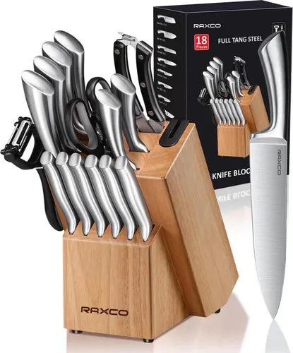 18-teiliges Profi Küchenmesser Set mit Holzblock