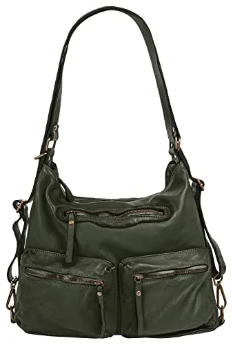 Samantha Look Shopper Echt Leder Damen - Damen-Shopper aus feinstem Rindleder, Made in Italy. Vielseitig tragbar als Umhängetasche oder Rucksack mit speziellem Smartphonefach für sicheren Zugriff.