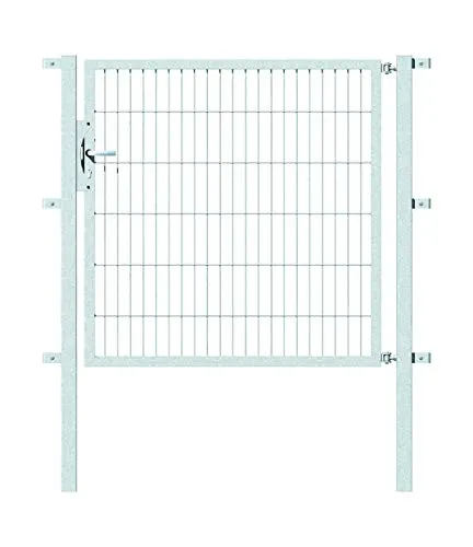 ALBERTS Flexo Einzeltor 125 x 120 cm Typ 6/5/6 - Gartentor aus robustem Metall mit silberner Oberfläche, inklusive Pfosten für einfache Montage und hohe Stabilität.