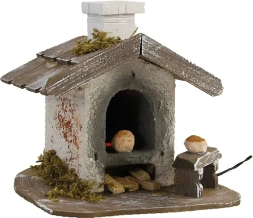 FADEDA Backhaus Gross mit Licht/Höhe:11 cm/handbemalt/detailgetreue Krippen Figuren - Weihnachten Tisch Dekoration Krippe Zubehör