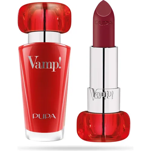 VAMP! LIPSTICK - 3,5 g in Scarlet Bordeaux - PUPA Milano Vamp! Lippenstift in kräftigem Scarlet Bordeaux, für intensive Farben und ein voluminöses Lippengefühl. Ideal für einen glamourösen Look.