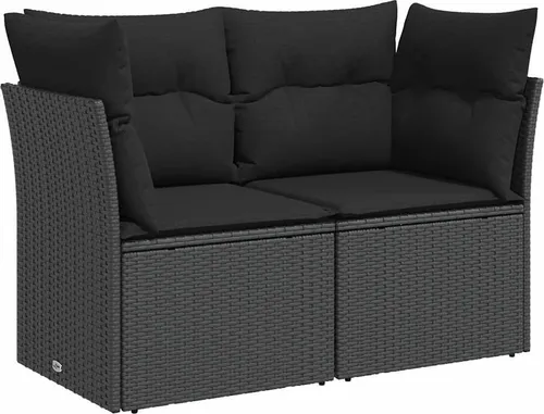 vidaXL Gartensofa mit Kissen 2-Sitzer Schwarz von vidaXL