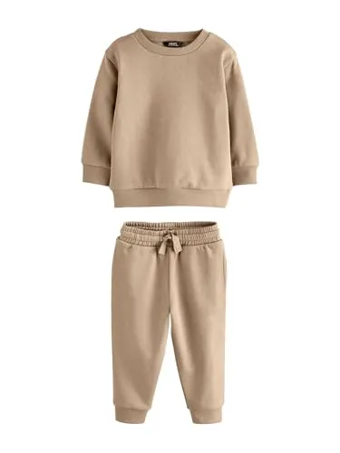 NEXT Jungen Sweatshirt und Jogginghose im einfarbigen Set Stein 80-86