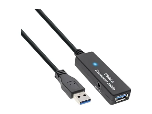 InLine 35656 15m aktive USB 3.0 Verlängerung - USB-Kabel, -Hubs & -Adapter mit 15 m Reichweite für stabile Datenübertragung und optimale Leistung, ideal für den Anschluss von Geräten in großen Entfernungen.