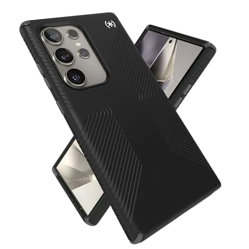 Speck Samsung Galaxy S24 Ultra Hülle – Fallschutz, Griffigkeit, Kratzfest, weiche Handyhülle – Presidio2 Grip Schwarz/Schiefergrau/Weiß