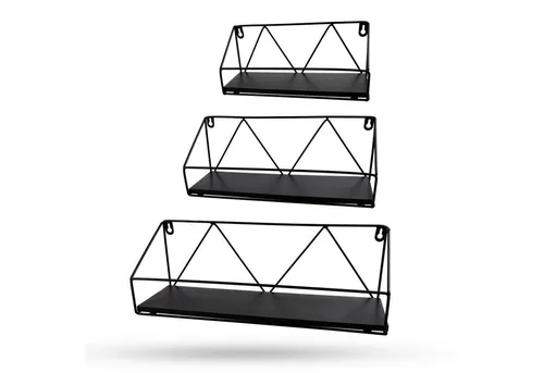 Coradoma Deko-Wandregal 3er Set - Vielseitiges Gewürzregal und Hängeregal - Regale in Schwarz aus Metall, ideal für Wohnzimmer, Küche oder Flur. Das 3-tlg. Set bietet kreative Einsatzmöglichkeiten und stilvolle Ablageflächen.