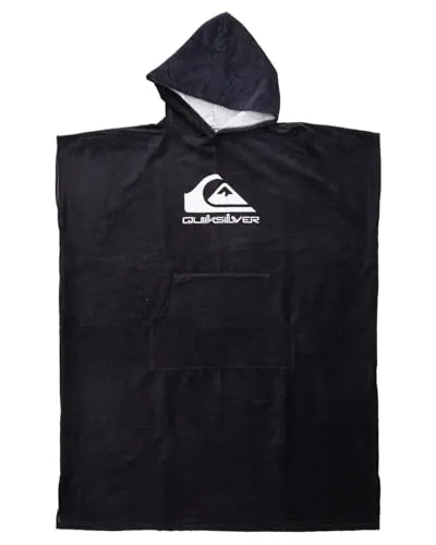 Quiksilver Fleeceponcho Hoody Towel schwarz - Herren-Bademantel aus 100% Baumwolle, ideal für Strand und Freizeit, mit praktischer Kapuze und kuscheligem Fleece für ultimativen Komfort.