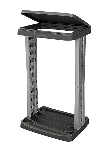 Spetebo Müllsackständer eckig mit Deckel und Klemmring - 120 L - Kunststoff Ständer für große Müllsäcke - Müllbeutel gelber Sack Halter Mülleimer