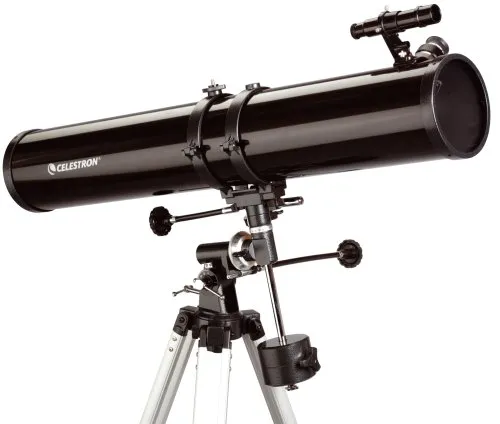 Celestron PowerSeeker 114 EQ – 114/900 Spiegelteleskop - Einsteigerteleskop mit 114mm Spiegeldurchmesser, ideal für spannende Astronomie-Abenteuer. Inklusive Buch für einfache erste Schritte und parallaxische Montierung für präzise Beobachtungen.