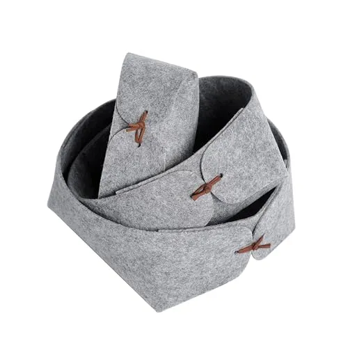 Libaro Badezimmer Organizer 3er Set – stapelbare Aufbewahrungsboxen Stoff grau – dekorative Ordnungsboxen & Aufbewahrungskörbe für Bad, Schminktisch, Küche, Schrank & Kinderzimmer