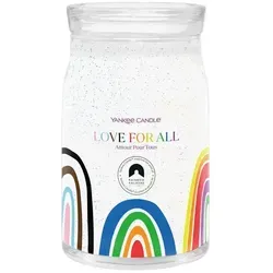 Love For All Signature Large Jar 567g 2-Docht von Yankee Candle - Kerze mit dem neuen Pride Duft, der universelle Liebe feiert. Genießen Sie die harmonische Komposition aus frischer Luft, Freesie und Pfingstrose.