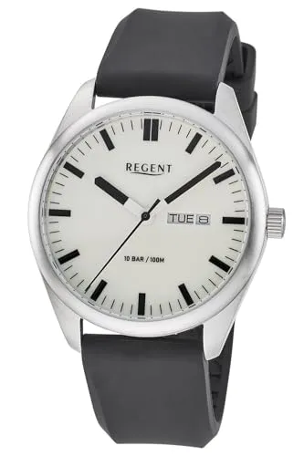 REGENT Herrenuhr Gut Ablesbar Edelstahl/Grau F-1588
