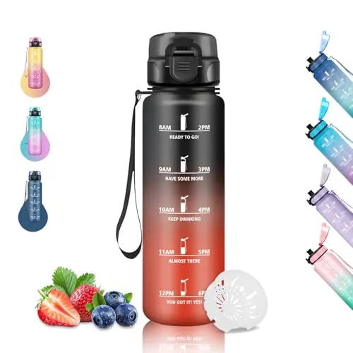 Grsta Trinkflasche 1 Liter - Auslaufsicher für Kohlensäurehaltige Getränke, ideal für Fitness, Camping, Yoga und Wandern