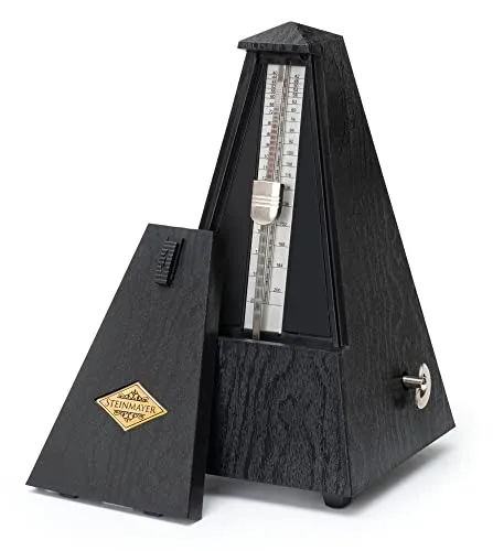 Steinmayer M-03G Metronom mit Glocke Schwarz - Mechanisches Metronom für präzises Timing, 40-208 Anschläge pro Minute, robustes Kunststoffgehäuse in Schwarz mit Holzmaserung, ideal für Musiker jeden Levels.