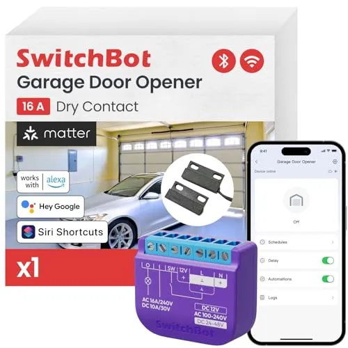 SwitchBot Smart WLAN Garagentoröffner – Matter-zertifiziert, App-Steuerung, Sprachsteuerung